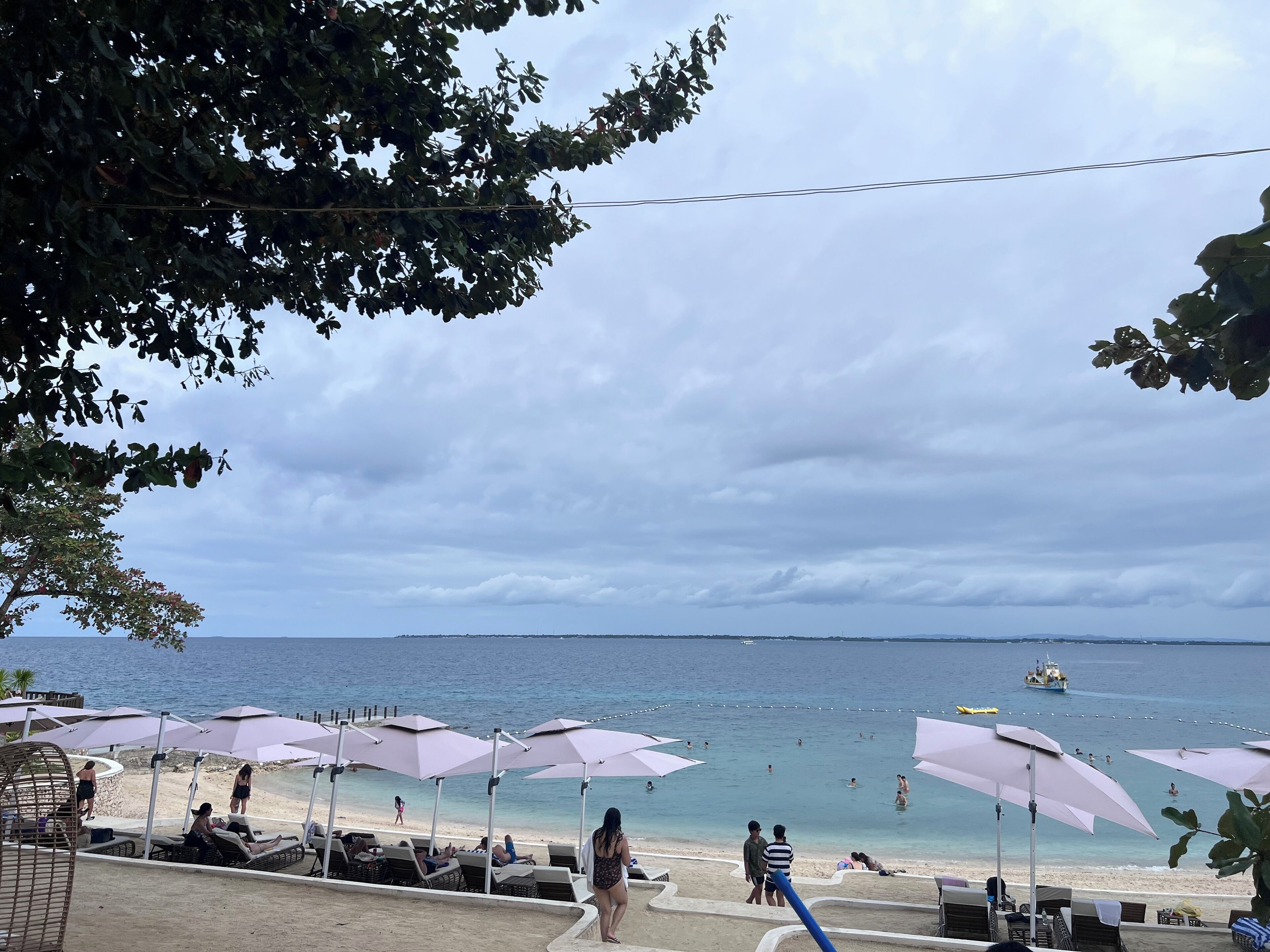 On the beach, sun loungers, beach towels
