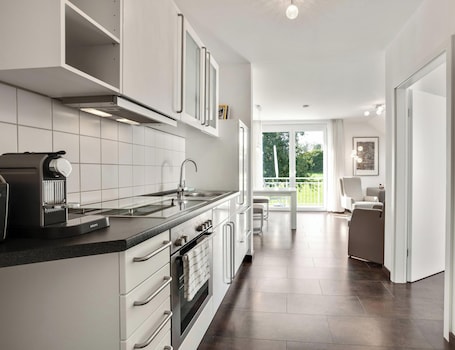 Fridge, oven, stovetop, coffee/tea maker. Apartment 4-09 Vita Therme Studio in Bad Bellingen with Wi-Fi and Outdoor Area
