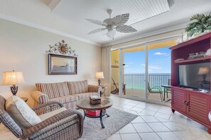 TV - Oceanfront Boardwalk Beach Resort Escape | Pools, Hot Tubs & Prime Location (Panama City Beach)