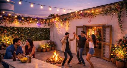 A Rustic Bamboo-Themed Farmhouse in Jaipur with Swimming Pool & Jacuzzi Escape