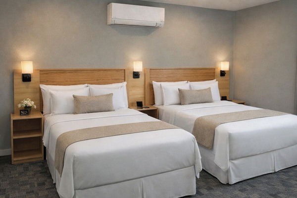 Comfort Double Room, 2 Double Beds | Laptop workspace, free WiFi, bed sheets