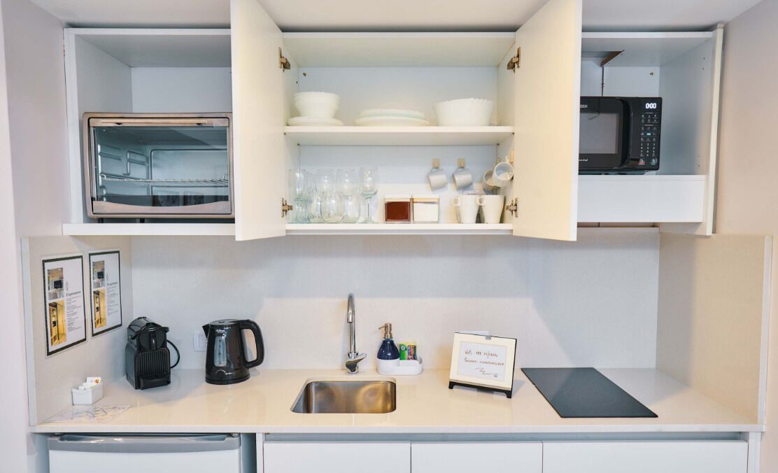 Stúdíóíbúð | Einkaeldhús | Ísskápur í fullri stærð, örbylgjuofn, bakarofn