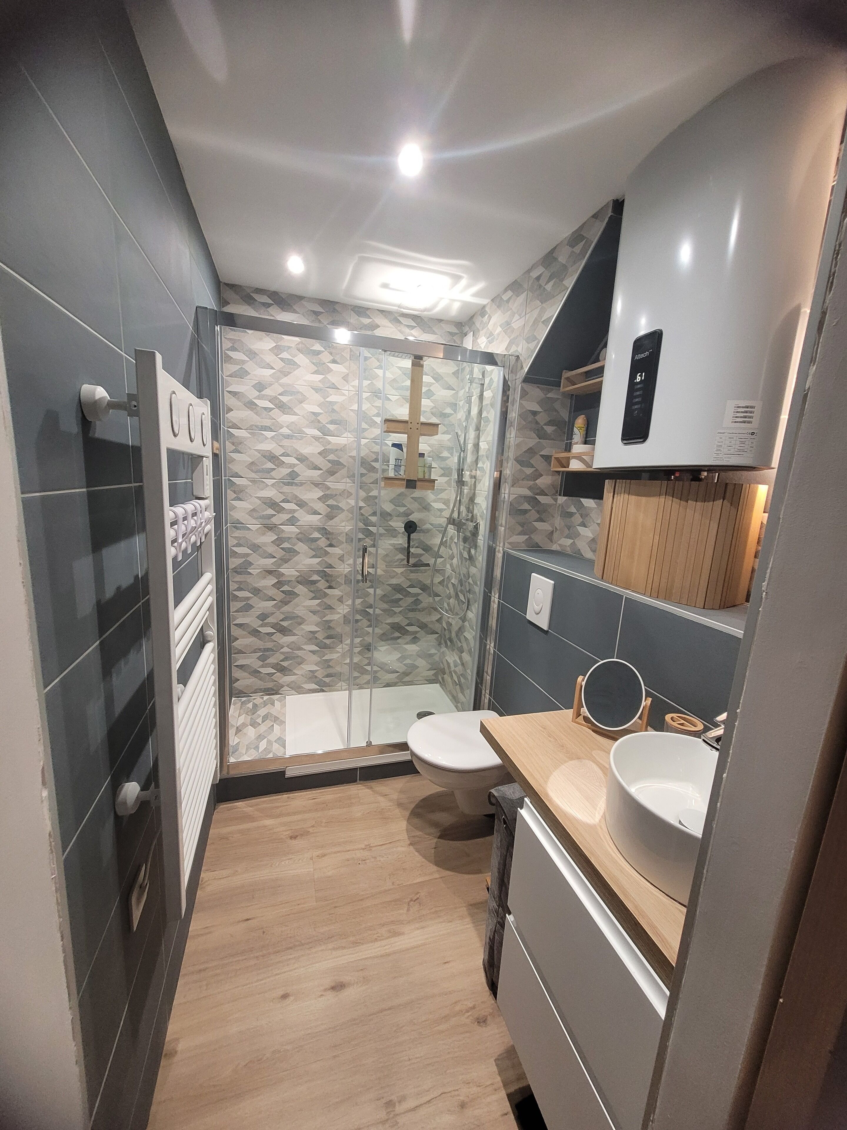 Shower, hair dryer