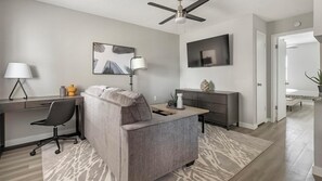Apartment (1 Bedroom) | Living area - Landing at Villa de Oro - Studio in South San /.. (San Antonio)