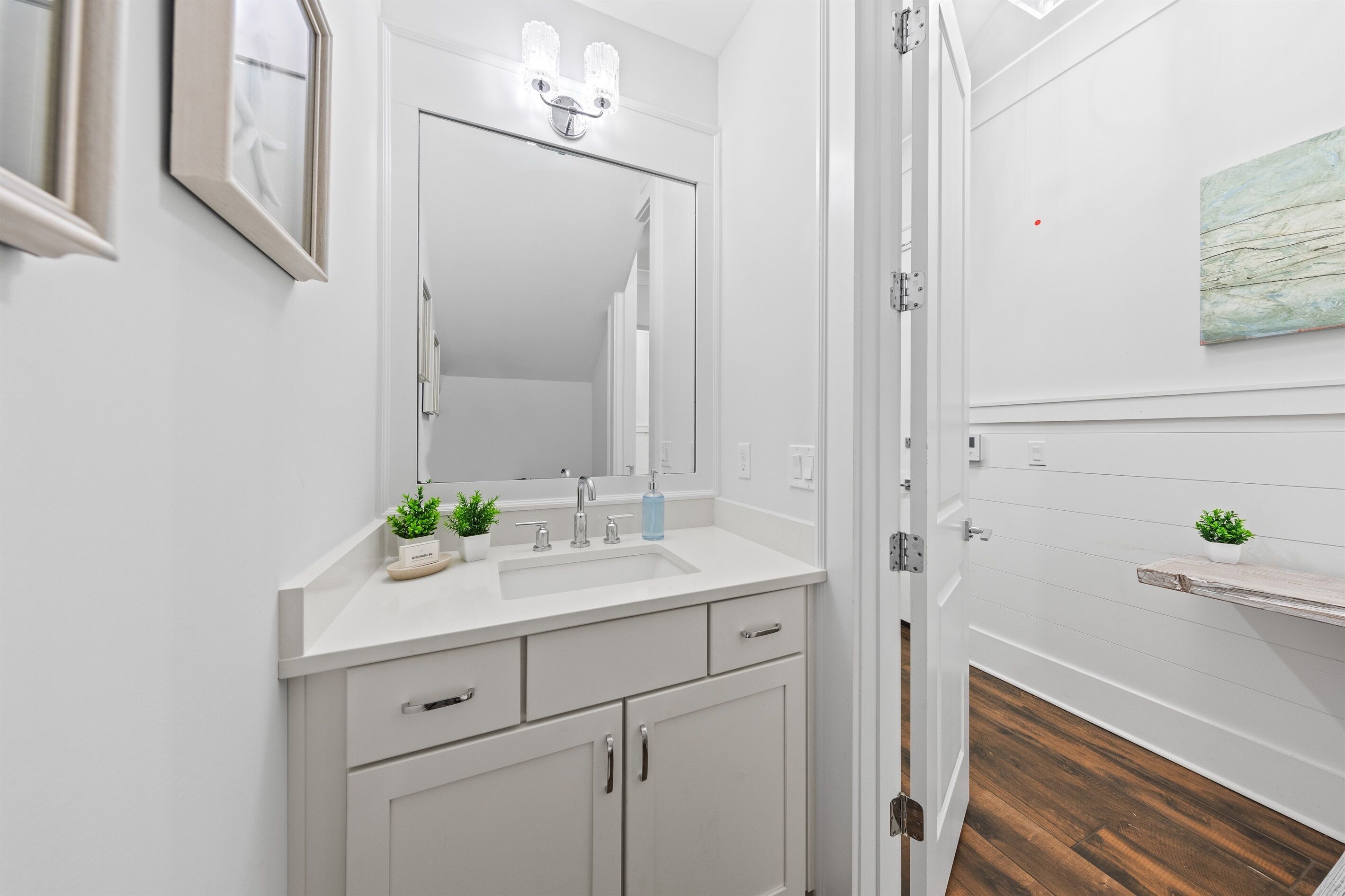 Conveniently located half baths on the first and second floors add comfort and ease for group stays. Perfect for quick refreshes between beach time and pool time, they help keep the home flowing smoothly during busy vacation days.