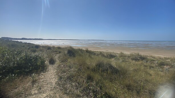 A beach with a clear sky and a path leading to the water. - House with courtyard, 3-minute walk from the beach 🏖️ - the sea breeze 🌊 (Gravelines)