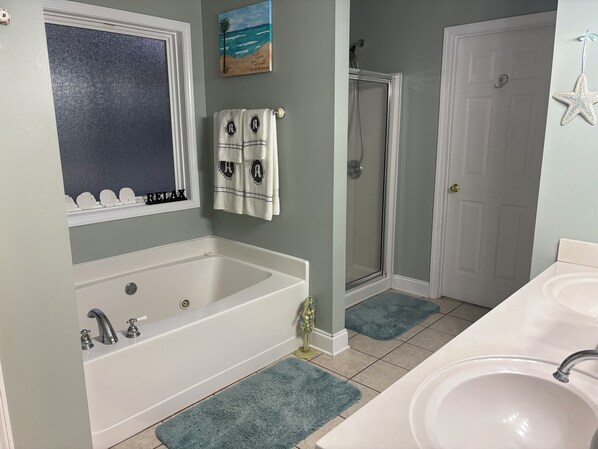 Shower, jetted bath, hair dryer, bidet - Masters Retreat: Spacious 4-bedroom house in beautiful Aiken (Aiken)