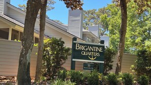 A sign for Brigantine Quarters at 55 Barcelona Dr. - Feels like Home on Hilton Head Island (Hilton Head Island)