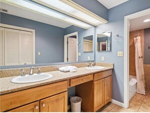 Shower, hair dryer, towels, soap - Feels like Home on Hilton Head Island (Hilton Head Island)
