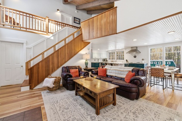 Living room with wood accents
