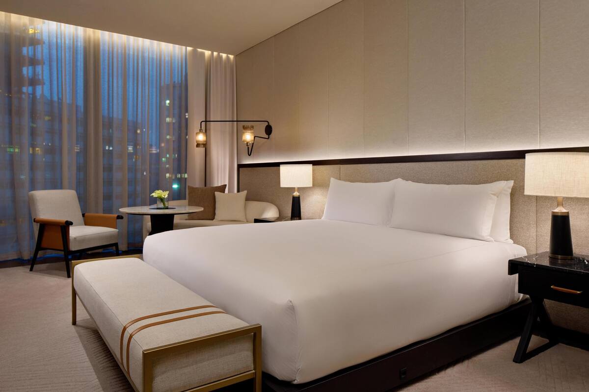 Room, 1 King Bed, City View | In-room safe, laptop workspace, blackout curtains, iron/ironing board