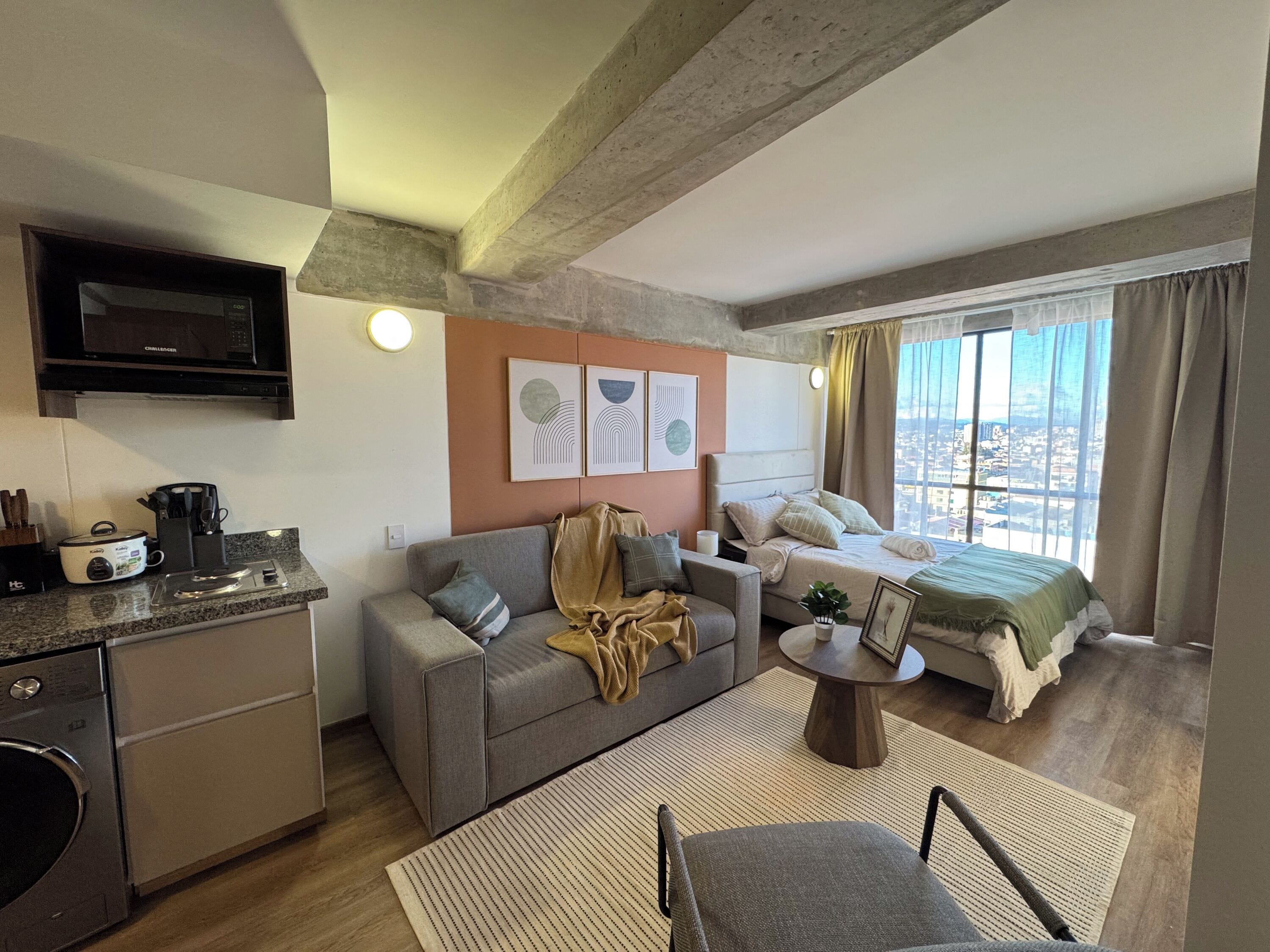 Deluxe Apartment, 1 Katil Kelamin (Double), Kitchen, City View | Ruang tamu