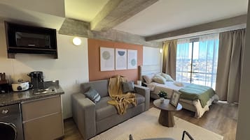 Deluxe Apartment, 1 Katil Kelamin (Double), Kitchen, City View | Ruang tamu