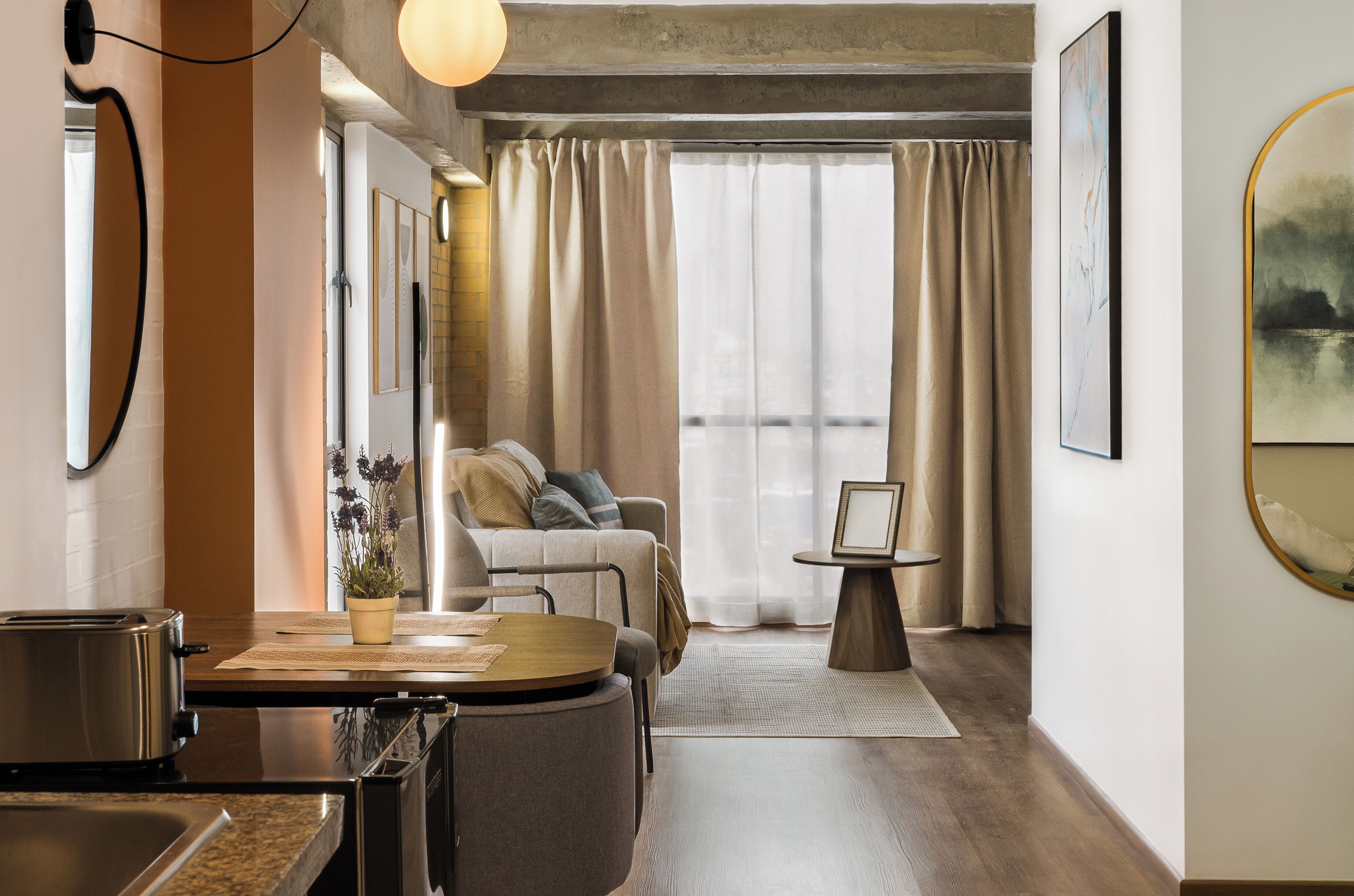 豪華公寓, 1 張標準雙人床及 1 張梳化床, 獨立浴室, 城市景 | 高級寢具、遮光窗簾/窗簾、熨斗/熨衫板、免費 Wi-Fi