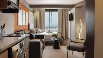 Premium bedding, blackout curtains, iron/ironing board, free WiFi