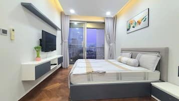Suíte grand, 1 quarto, acesso ao Club Lounge, vista para a cidade | Roupas de cama de algodão egípcio, roupas de cama premium