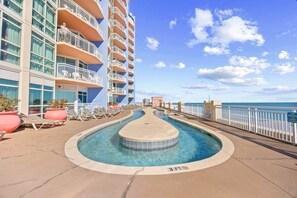 Outdoor pool, a heated pool - Prince Resort at Cherry Grove Pier with lazy river (North Myrtle Beach)