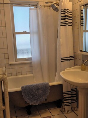 Shower, hair dryer, towels, soap - Skyline Suite for 4+ with Private Balcony & Large Shared Fenced Yard (Saint Paul)