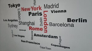 A word cloud with various city names in different font sizes and colors. - Pansini Ruggiero's Apartaments (Naples)