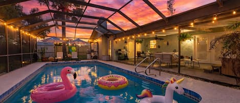 Piscine extérieure, piscine chauffée