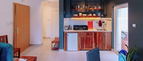 Design Apartment, 1 Bedroom, Garden View, Ground Floor | Private kitchen | Coffee/tea maker, electric kettle, cookware/dishes/utensils