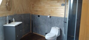 Douche, sèche-cheveux, serviettes fournies, papier toilette
