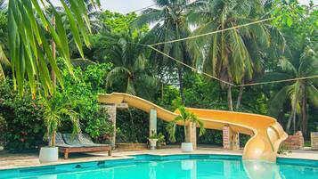 2 outdoor pools, pool umbrellas, pool loungers