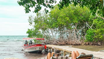 En la playa, arena negra, traslado desde/hacia la playa