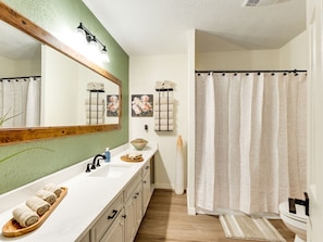 Hair dryer, towels