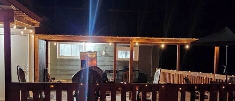 Solar lights on the back deck