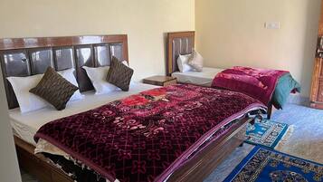 Premium bedding, desk, laptop workspace, bed sheets