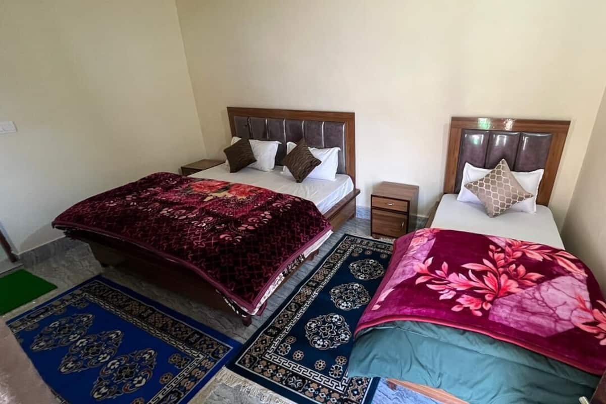 Premium bedding, desk, laptop workspace, bed sheets