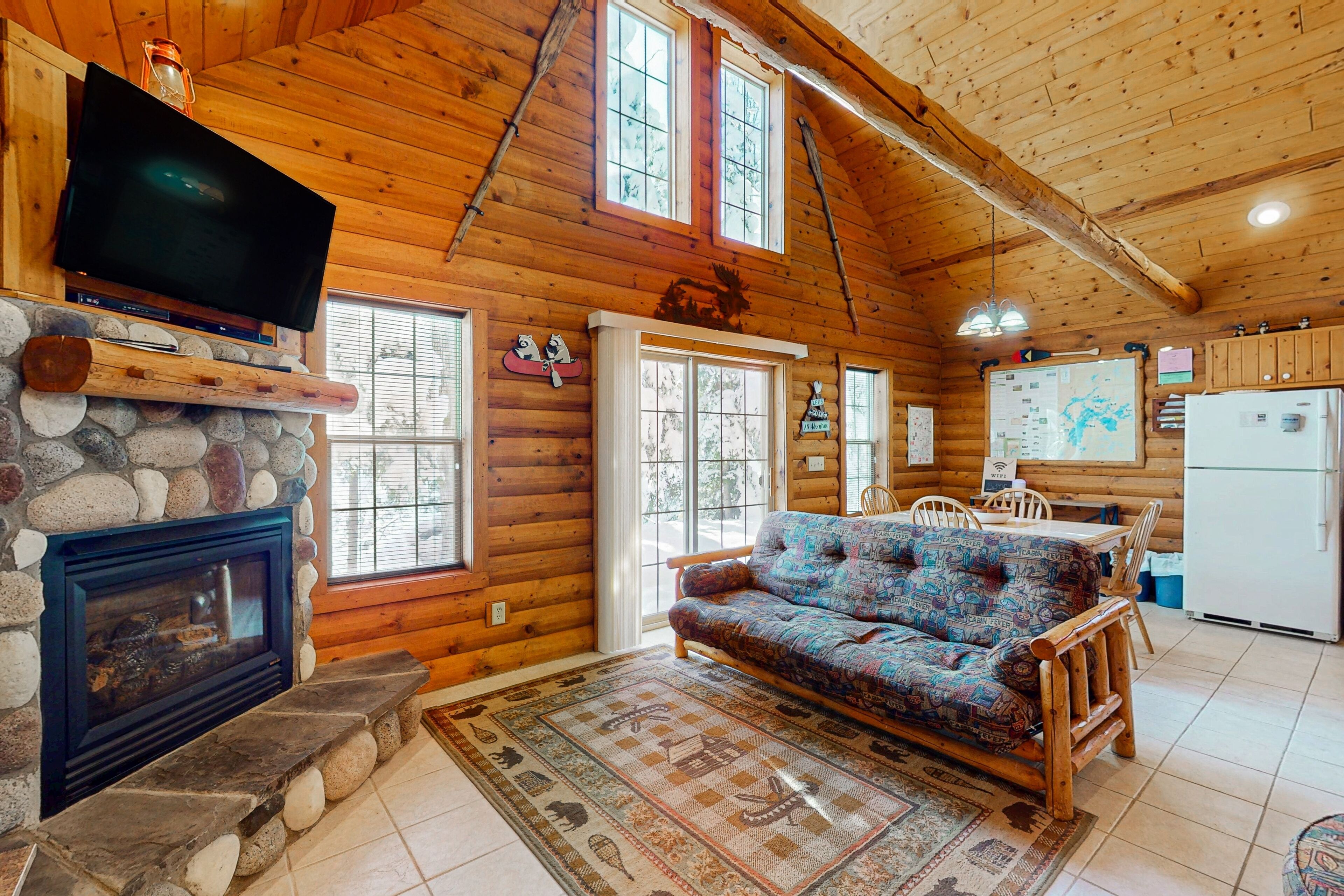 TV, fireplace, DVD player