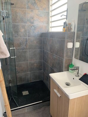 Shower, towels, toilet paper - Bright T2 apartment in the heart of downtown (Saint-Denis)
