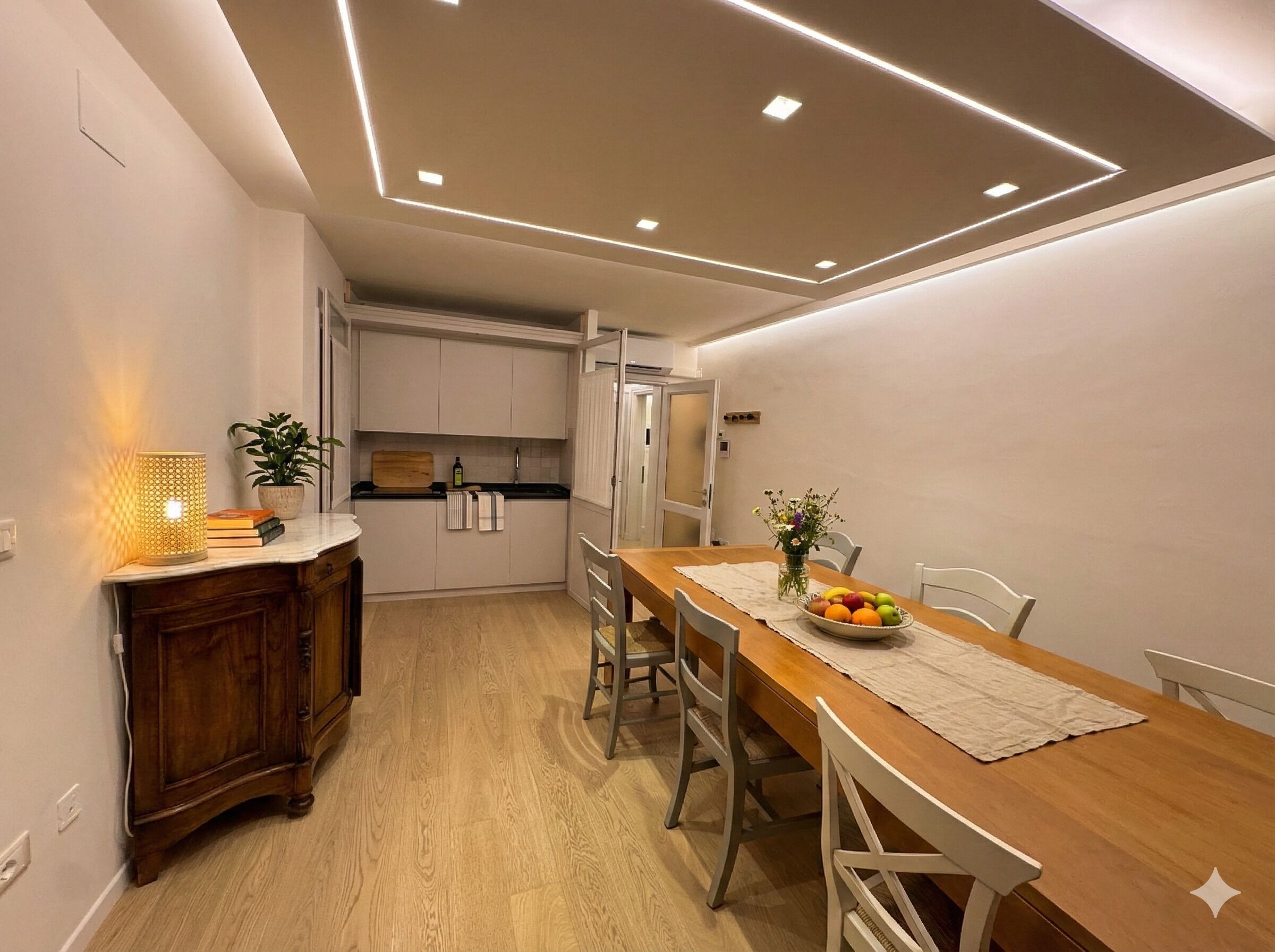 Fridge, microwave, stovetop, espresso maker