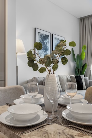 Dining - Modern 1BR with Balcony Sobha Hartland (Dubai)