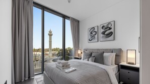 Deluxe-lejlighed - 1 soveværelse - balkon - byudsigt | Pengeskab på værelset, strygejern/strygebræt, gratis Wi-Fi
