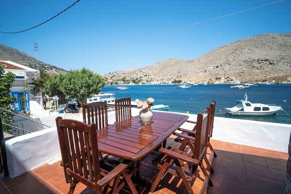 Outdoor dining - Seaside House | Mythos House • Symi • Sleeps 6 (Pedi)
