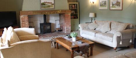 Smart TV, chimenea, reproductor de DVD y tenis de mesa