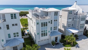 Exterior - The Palm 30a Opulent 7bdrm home Steps from the Beach. Golf cart, heated pool. (Inlet Beach)