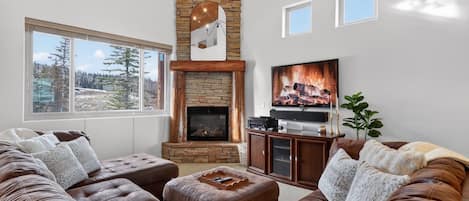 Smart TV, fireplace, table football