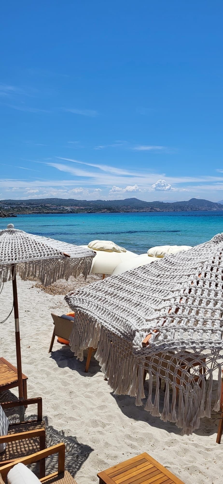 On the beach, sun-loungers, beach towels
