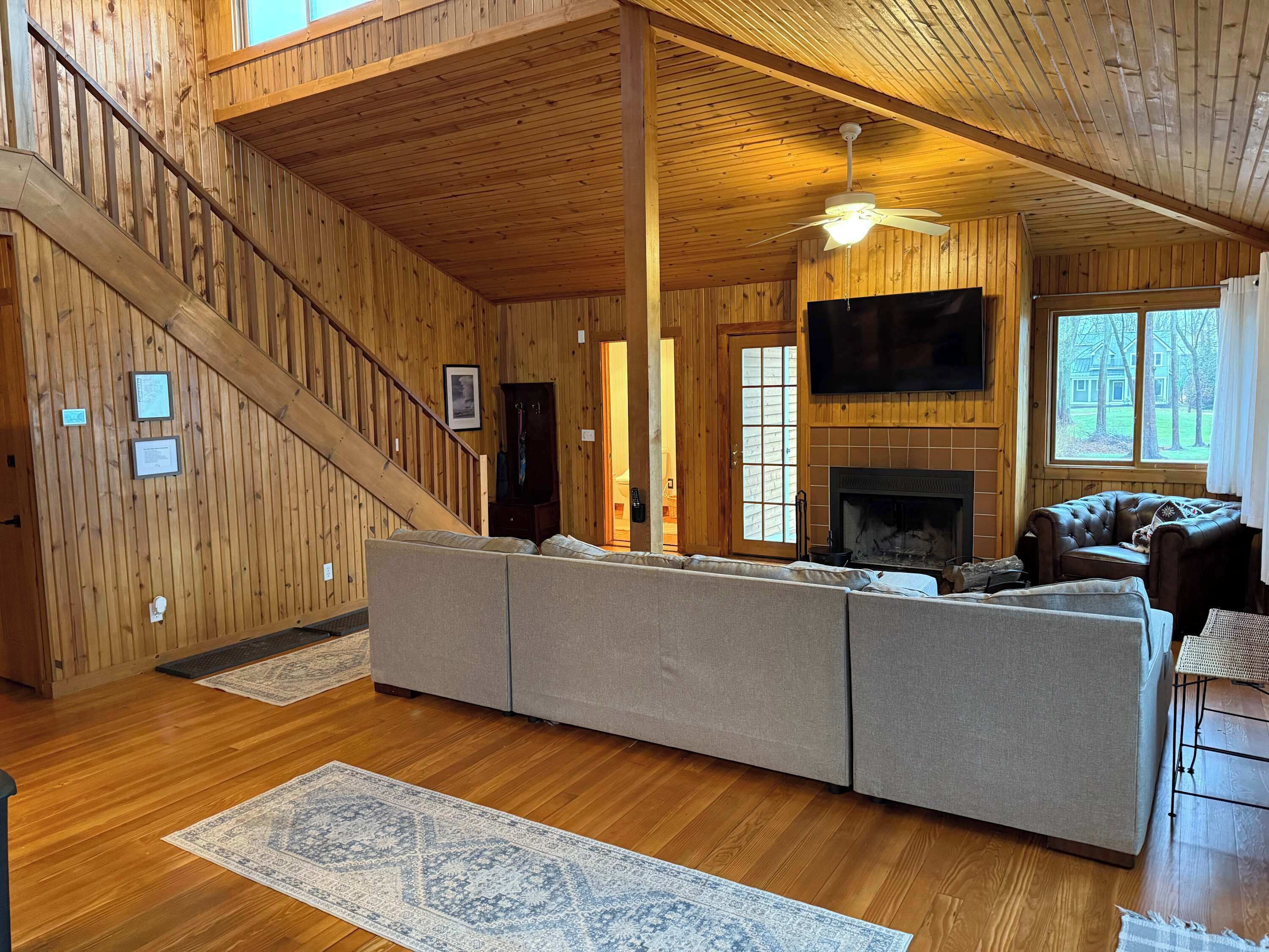 Una televisión, una chimenea