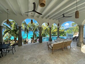 Outdoor pool - White Sand Beachfront - Brand New Peter Bay "Villa La Playa" (St John)
