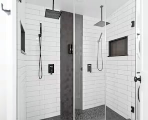 Shower, hair dryer, towels, soap - Casa Blanca - Modern Home - Hot Tub - Central (Joshua Tree)
