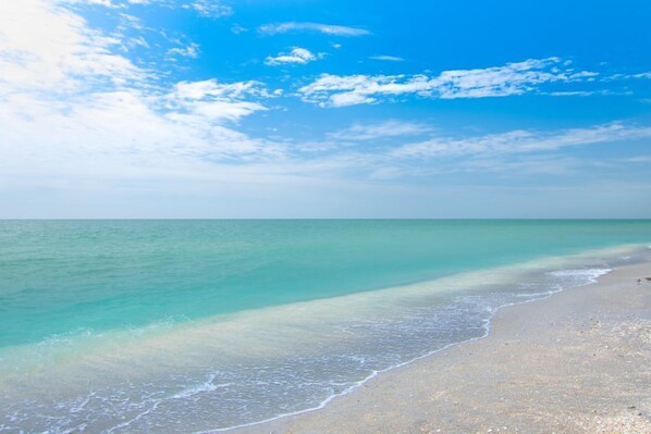 On the beach - This Gulf-front one-bedroom, one-bath villa is all about location, views & value (Captiva)