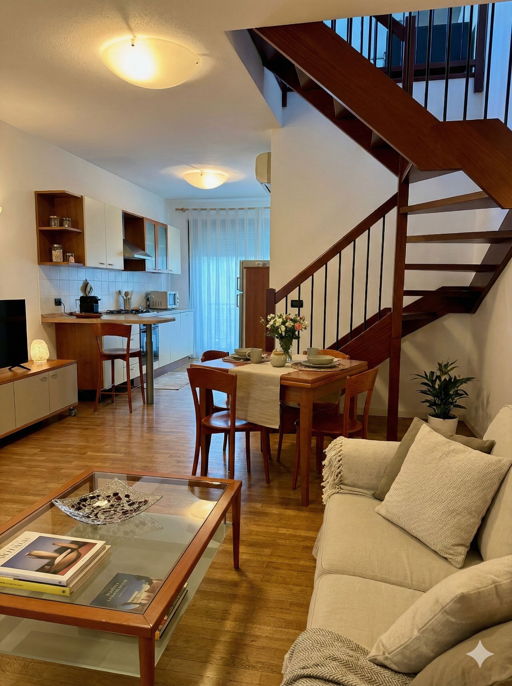 Apartamento Deluxe, vistas a la ciudad | Zona de estar | Smart TV de 42 pulgadas con canales digitales