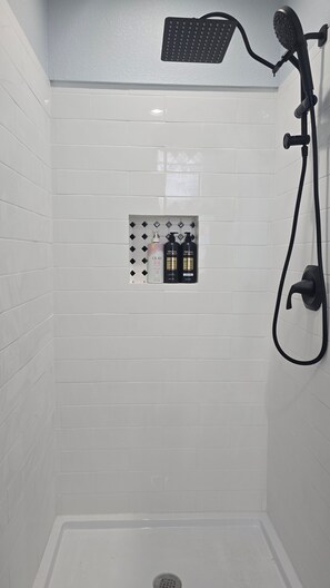 Eco-friendly toiletries, hair dryer, towels, soap