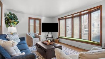 Fernseher, Kamin, Bücher