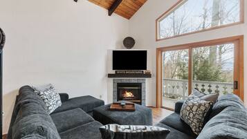 Televisión y chimenea